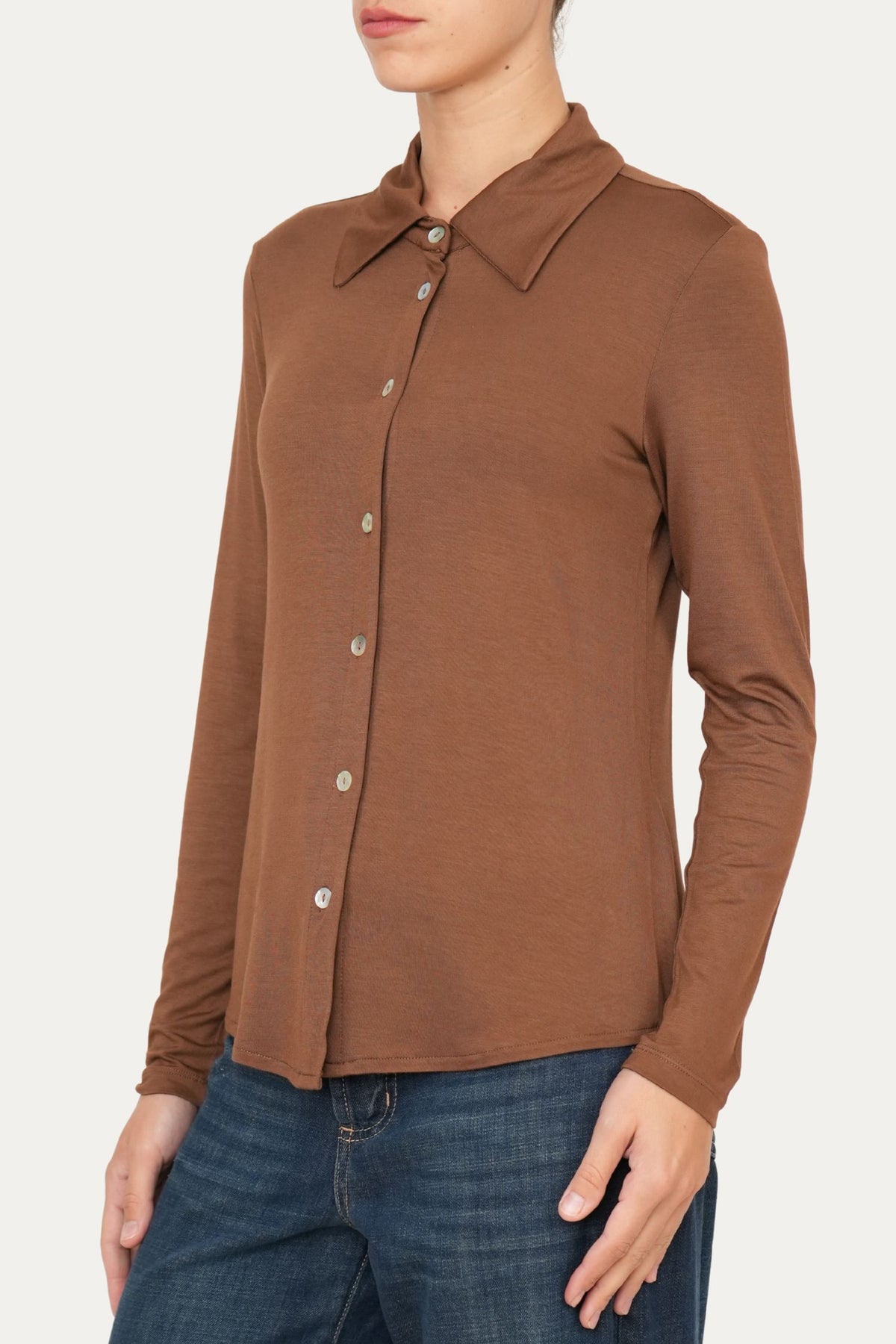 Camicia Jersey di Viscosa MILLY - Moka