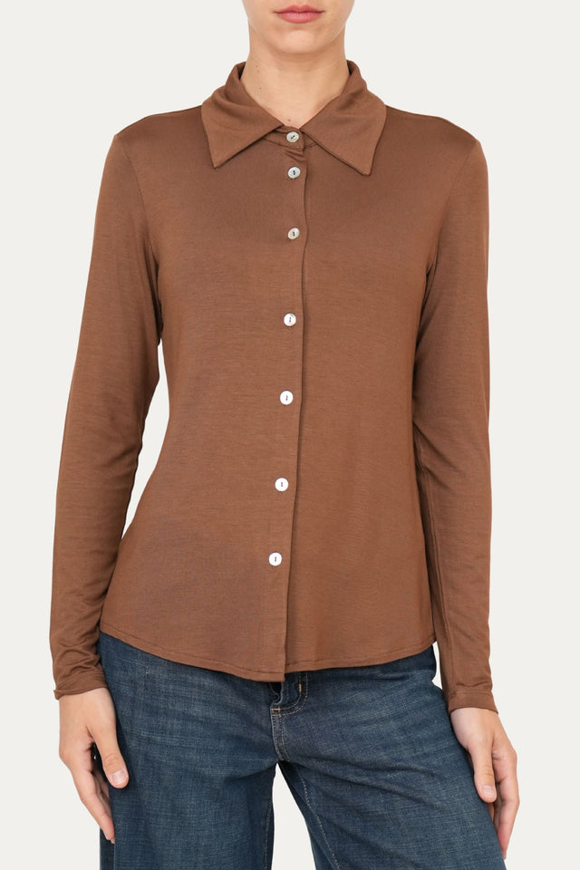 Camicia Jersey di Viscosa MILLY - Moka