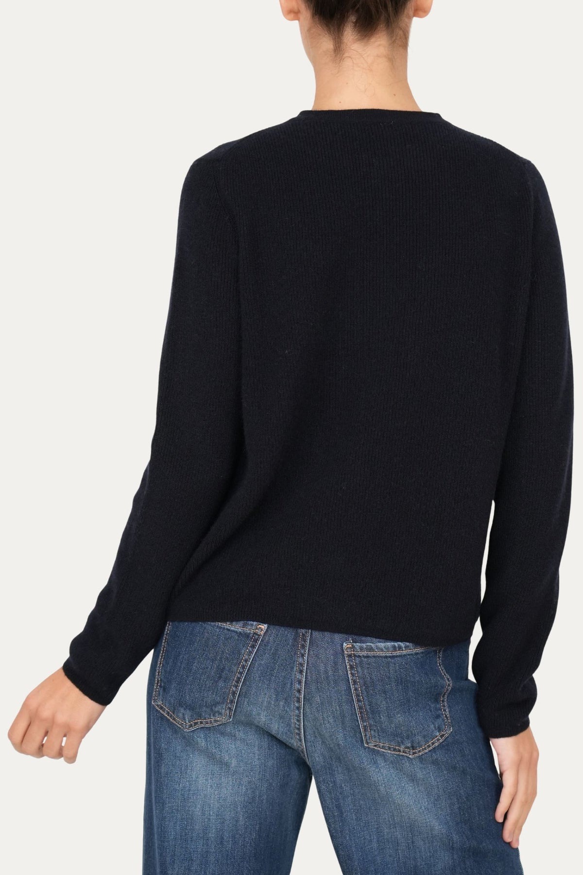 Cardigan manica lunga con bottoni misto cashmere - Navy