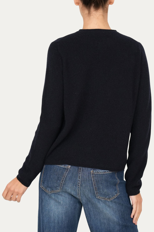 Cardigan manica lunga con bottoni misto cashmere - Navy