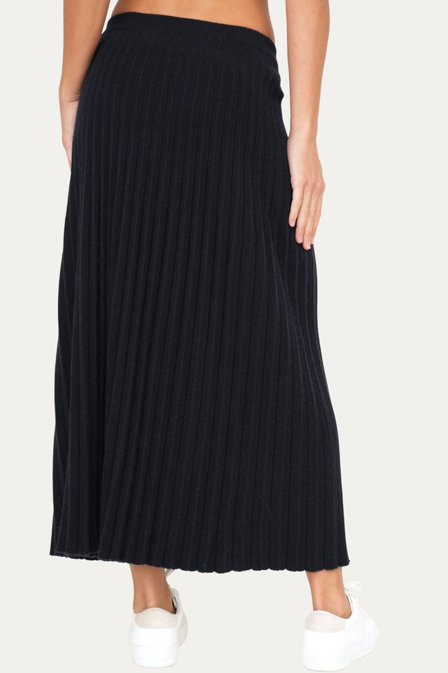 Gonna plissè misto cashmere - Navy