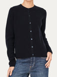 Cardigan manica lunga con bottoni misto cashmere - Navy