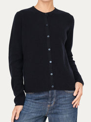 Cardigan manica lunga con bottoni misto cashmere - Navy