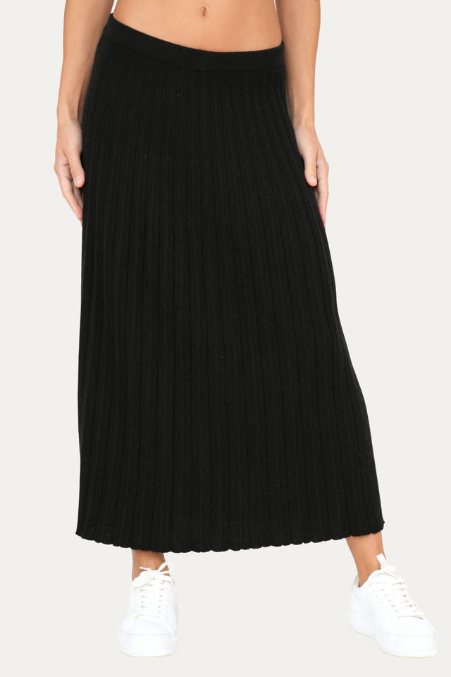 Gonna plissè misto cashmere - Nero