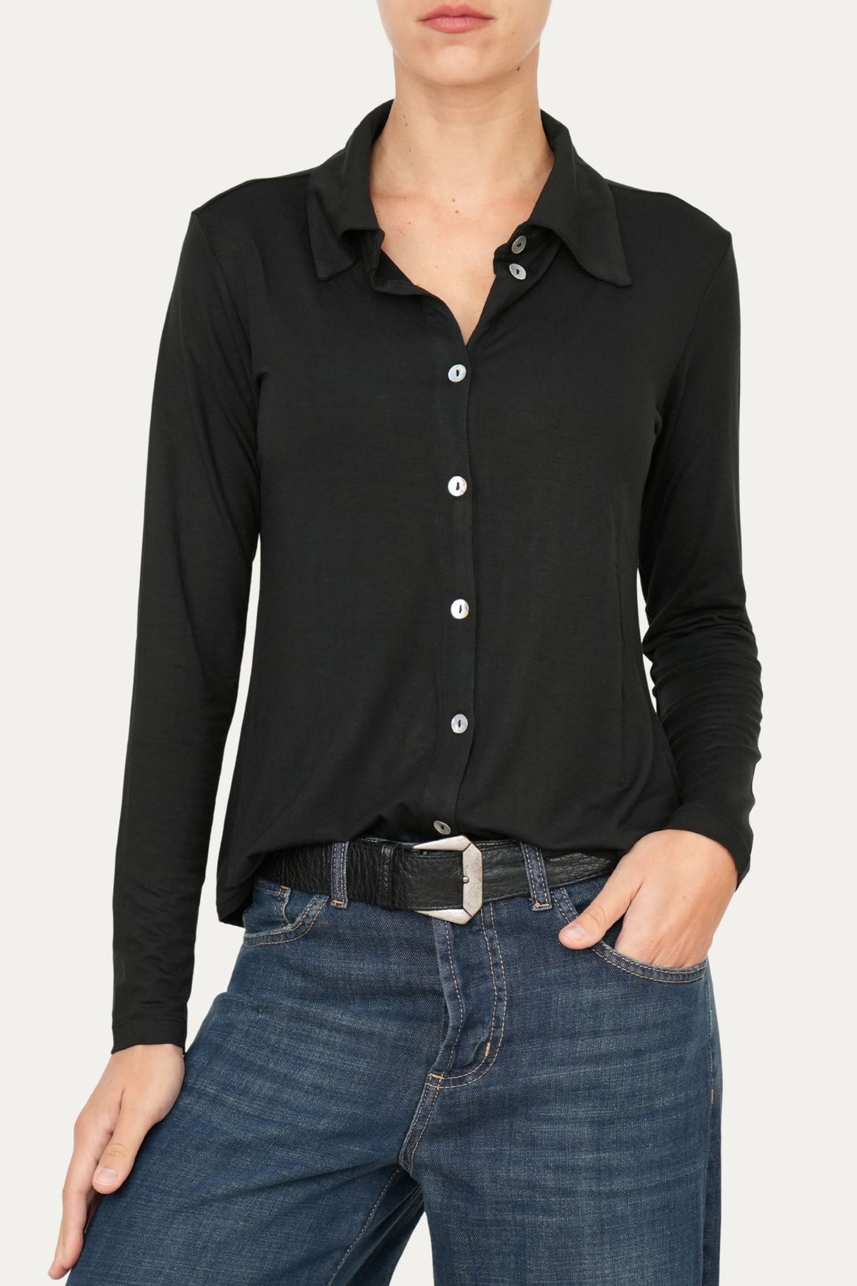 Camicia Jersey di Viscosa MILLY - Nero