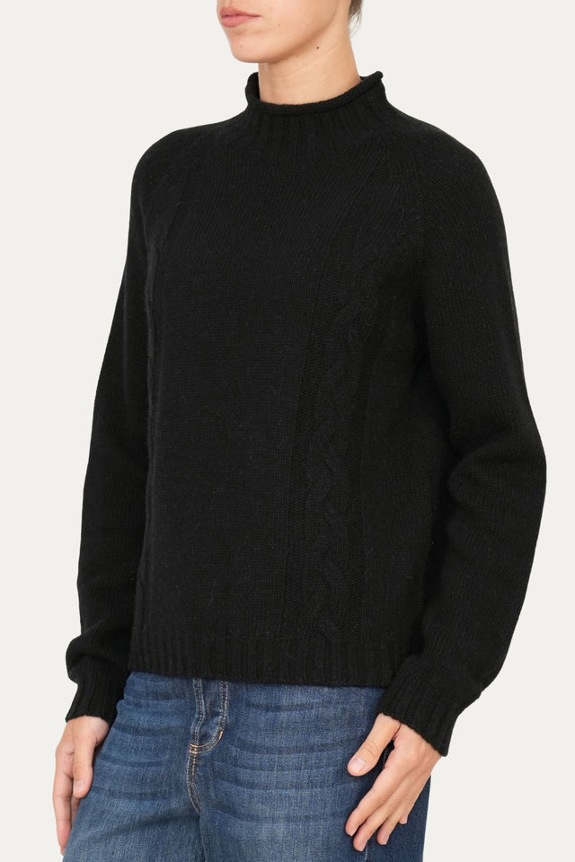 Maglione TRECCE misto cashmere - Nero