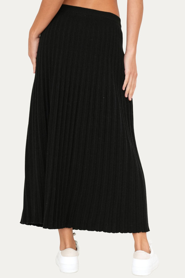 Gonna plissè misto cashmere - Nero