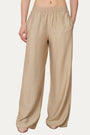Pantalone palazzo con elastico in viscosa strutturata - Crema
