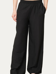 Pantalone palazzo con elastico in viscosa strutturata - Nero