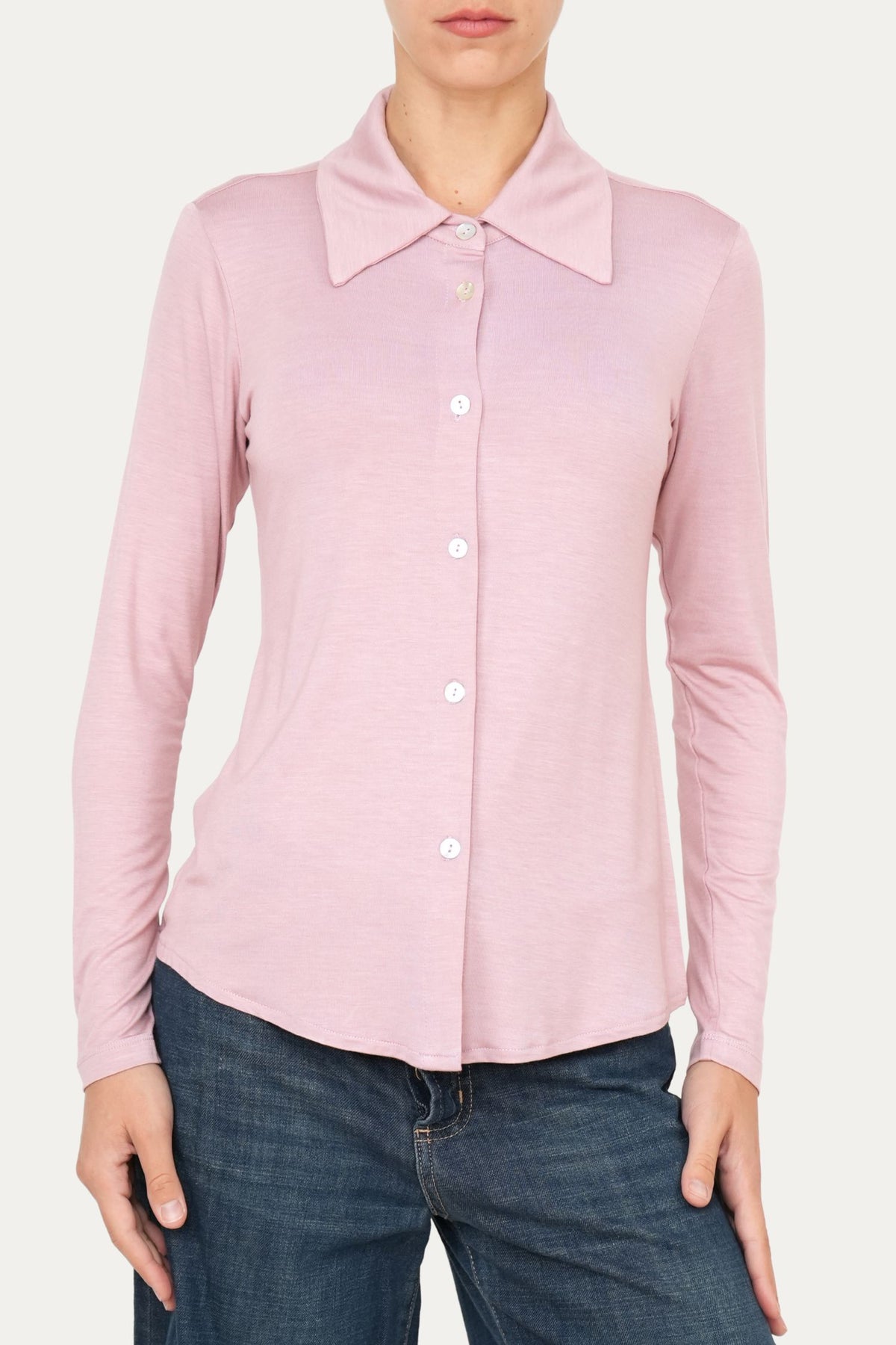 Camicia Jersey di Viscosa MILLY - Rosa Antico