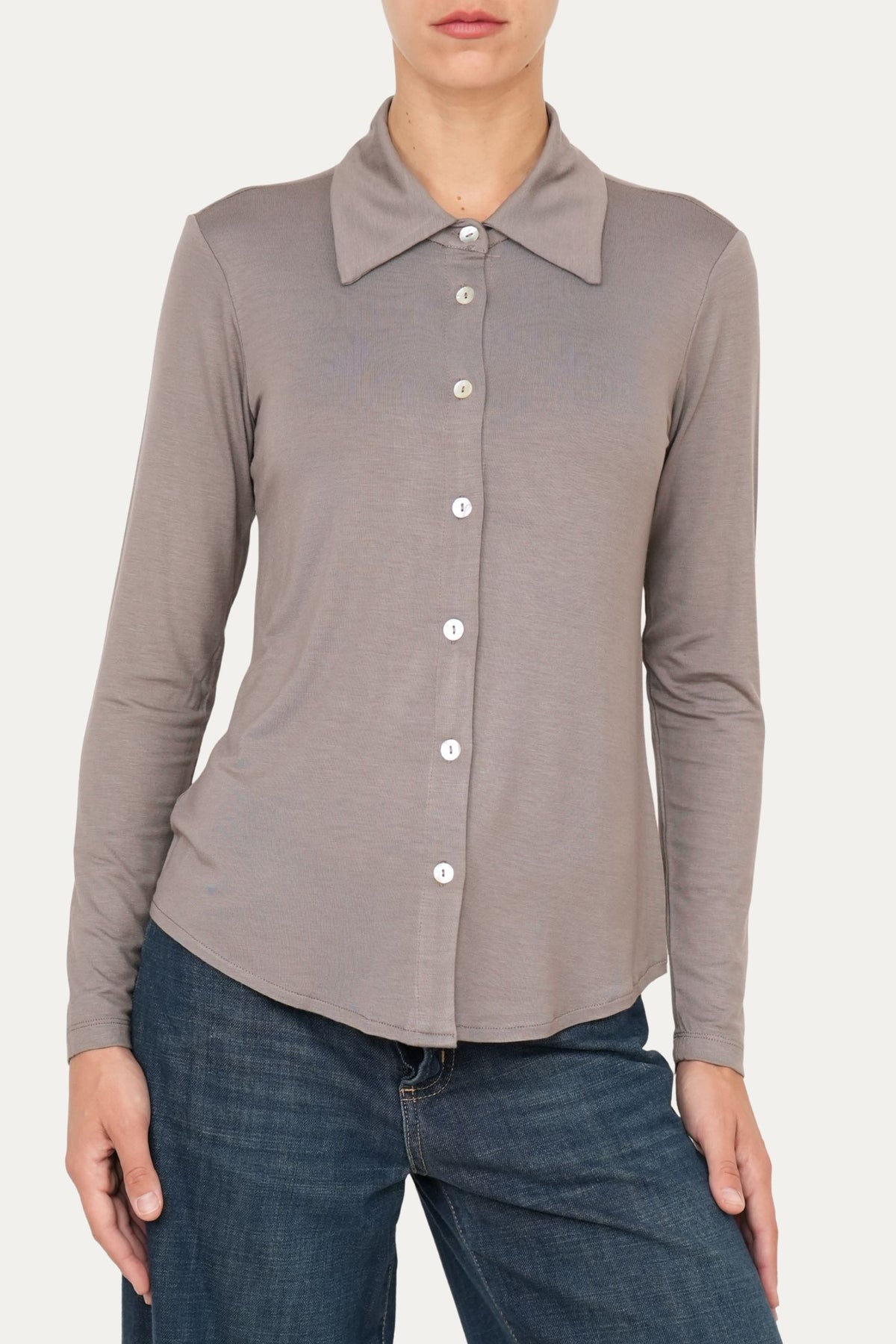 Camicia Jersey di Viscosa MILLY - Taupe