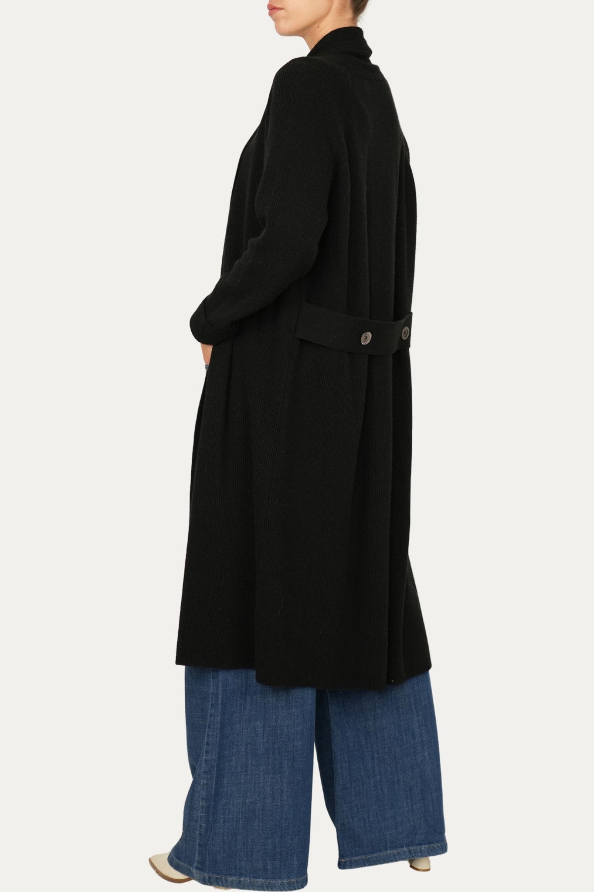 Cardigan sciallato misto cashmere - Nero