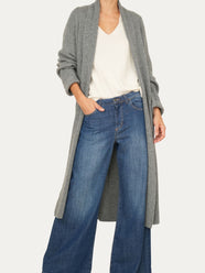 Cardigan sciallato misto cashmere - Grigio