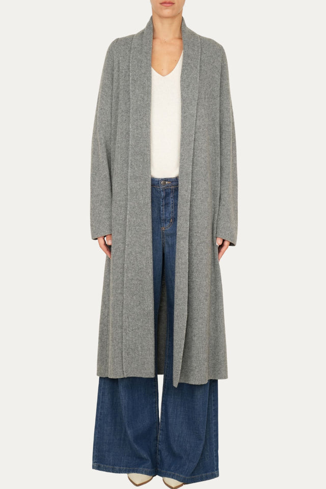 Cardigan sciallato misto cashmere - Grigio