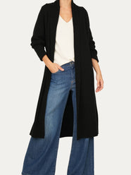 Cardigan sciallato misto cashmere - Nero