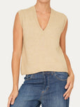 Gilet smanicato a costine misto cashmere - Grano