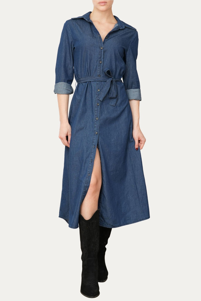 Abito chemisier in chambray - Dark Wash